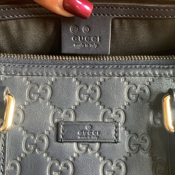 💙Beautiful Authentic GUCCI Guccissima Navy Boston Bag💙💙 - Picture 9 of 13